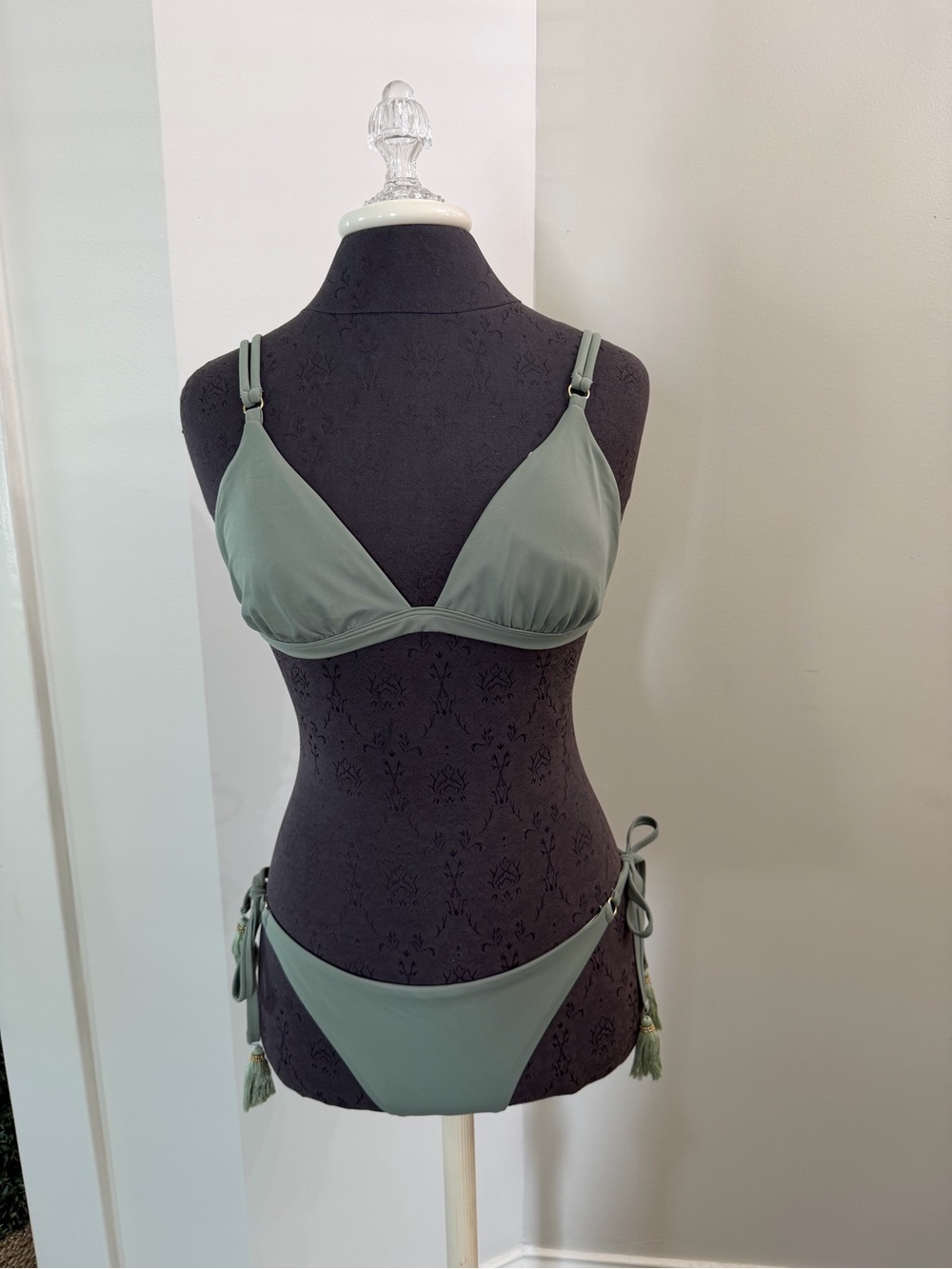 Sage Green Triangle Bikini Set Size L Adjustable